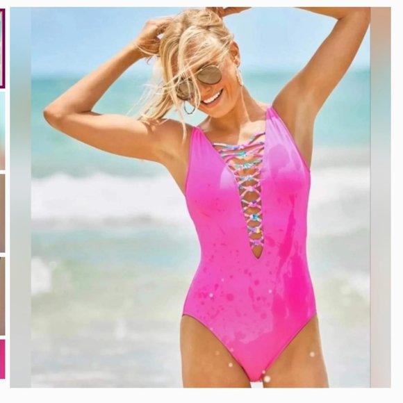 Lilly Pulitzer Other - Lilly Pulitzer Pink Starburst Lattice One-Piece Swimsuit
